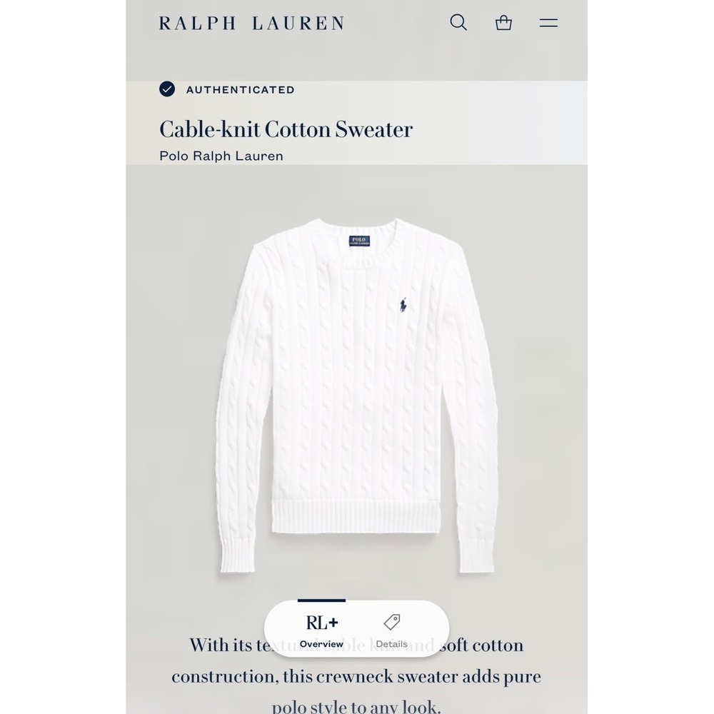 Polo Ralph Lauren Womens Cable Knit Long Sleeve Sweater White Small Preppy pony - Picture 5 of 16